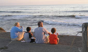 family on beach